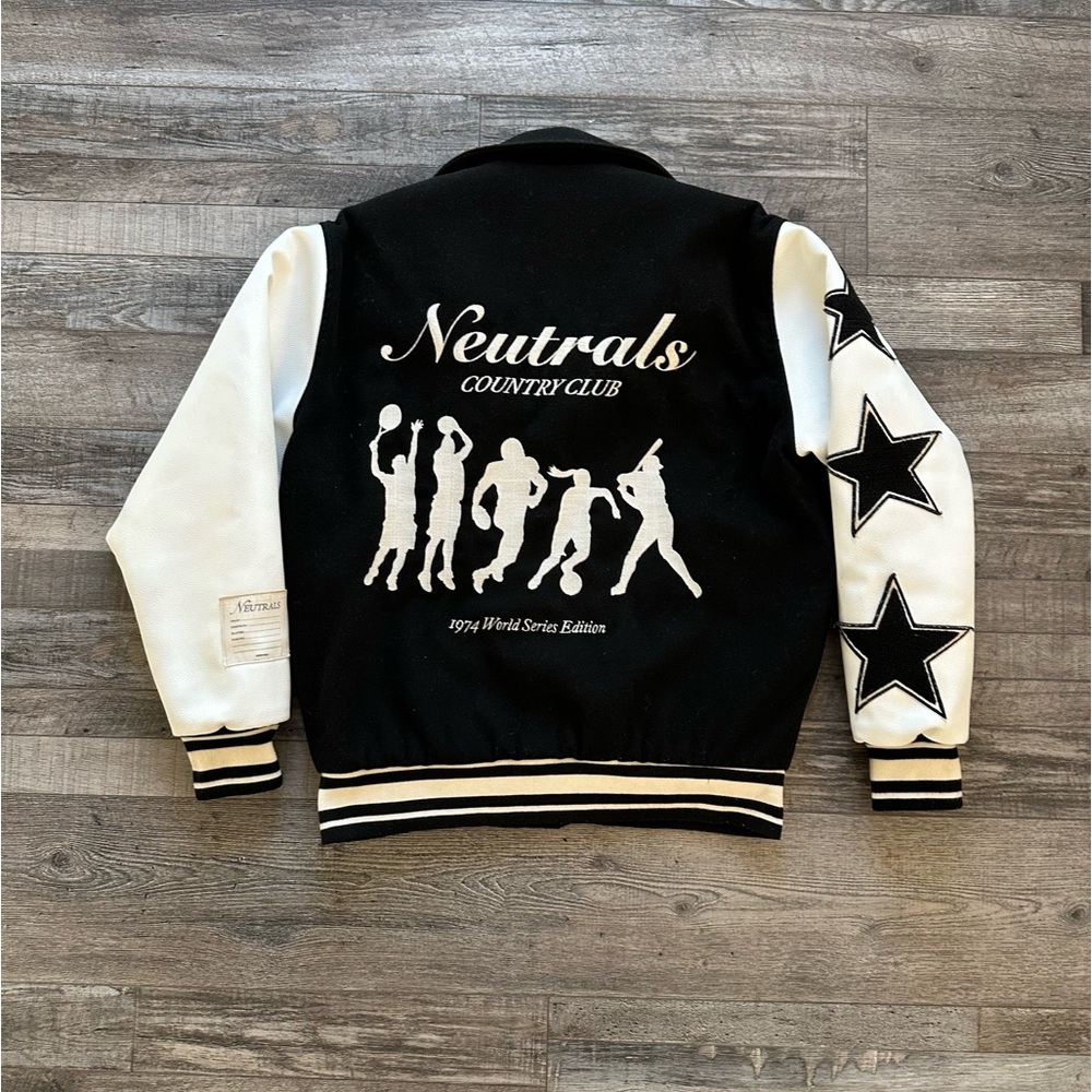 Jaded London BLACK NTRLS Varsity Leather Jacket